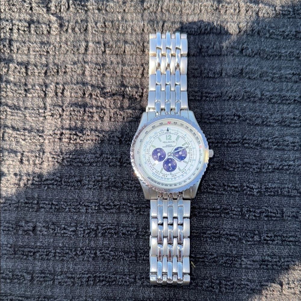 Vellaccio silver Chronograph Watch Blue Accents